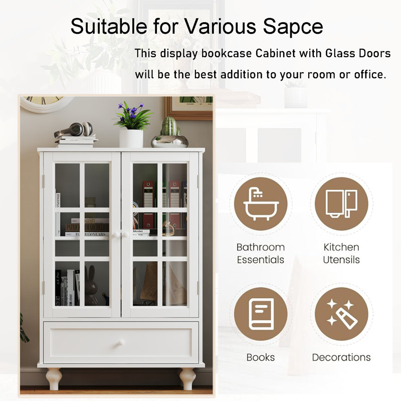 Off white bookcase with doors hotsell